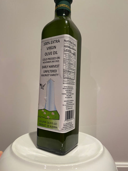 500 ML 100% Natural Extra Virgin Olive Oil Unfiltered Kalinjoti Early Harvest