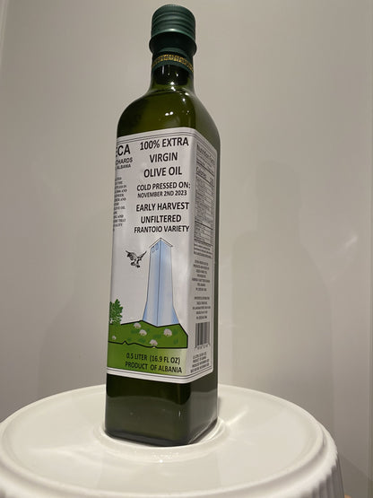 500 ML 100% Natural Extra Virgin Olive Oil Unfiltered Frantoio Early Harvest