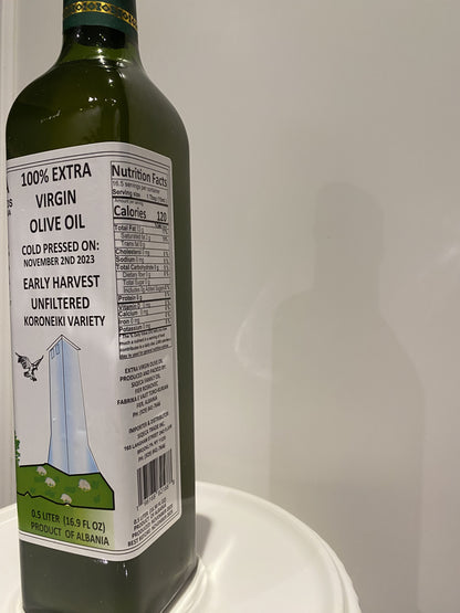 500 ML 100% Natural Extra Virgin Olive Oil Unfiltered Koroneiki Early Harvest