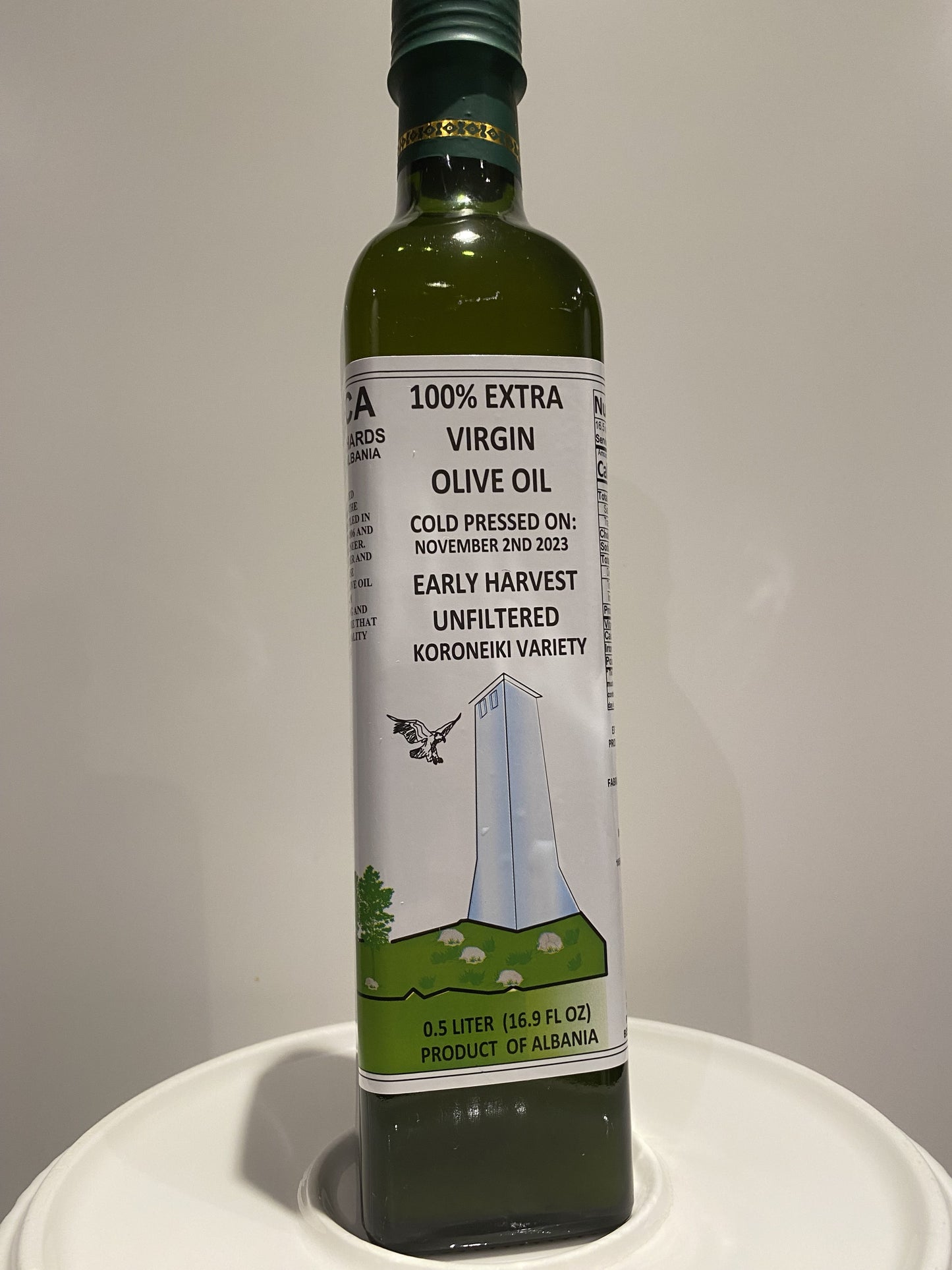 500 ML 100% Natural Extra Virgin Olive Oil Unfiltered Koroneiki Early Harvest